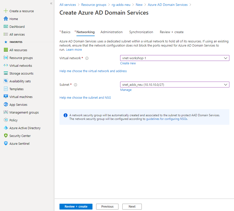 Deploying Azure AD Domain Services Identity and Azure Cloud