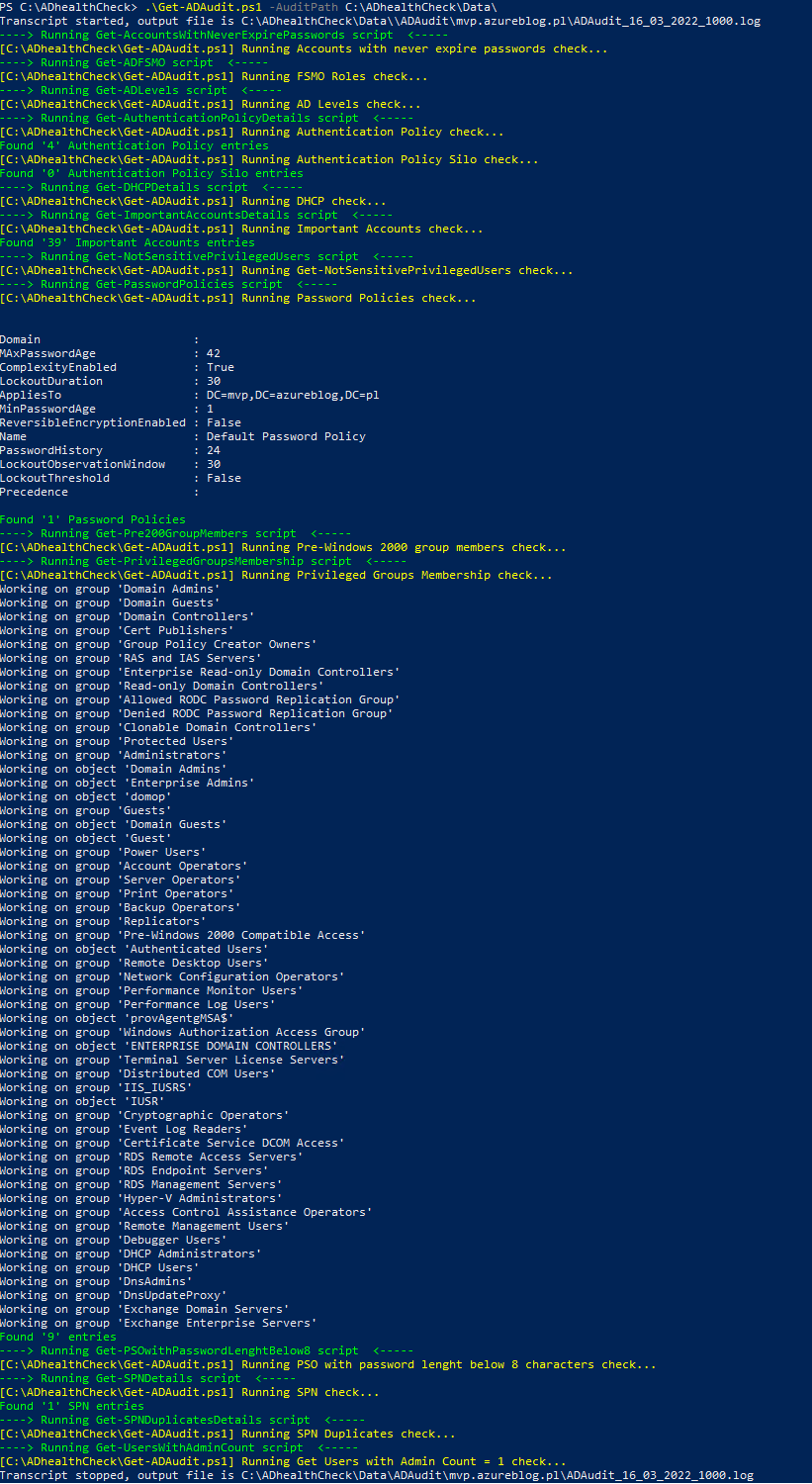 Active Directory Health Check continuation – Identity and Azure Cloud
